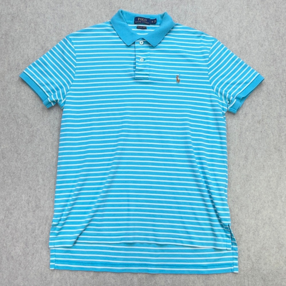 Polo Ralph Lauren Shirt Men M Blue Striped Preppy Nautical Coastal Academia Pony